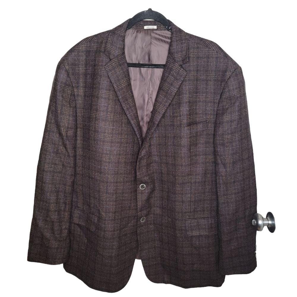 Joseph Abboud Heritage 100% Wool Plaid Blazer Suit Jacket 52 Long